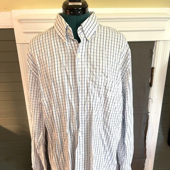 Chaps Men's White and Blue Checkered Shirt XL - Picture 1 of 4